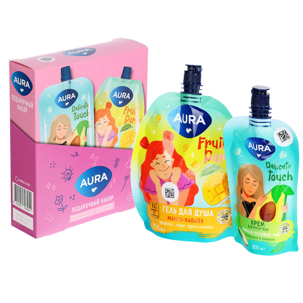 Подарочный набор женский AURA:Гель д/душа,250 мл+Крем д/рук и тела,100мл, арт.№ 937-175