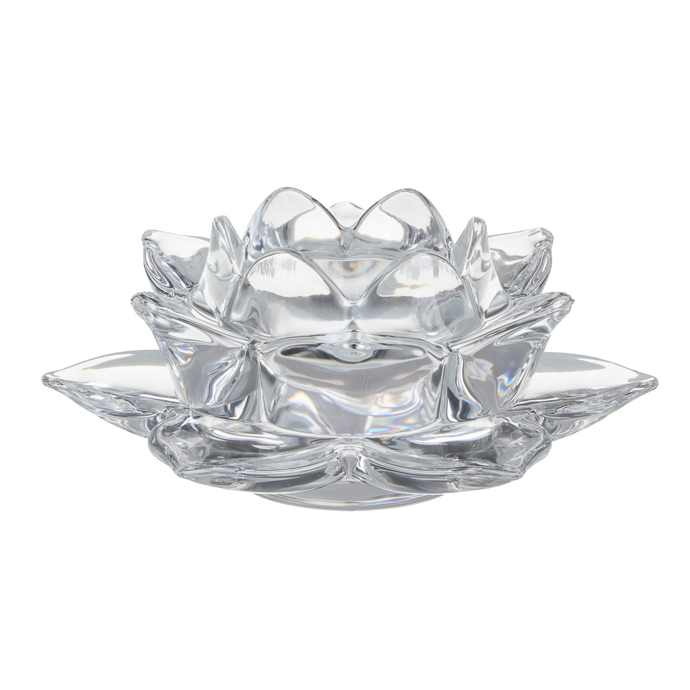 Подсвечник тм LADECOR "Цветок лотоса" стеклянный, 12,5x12,5x5 см, арт.№ 477-260