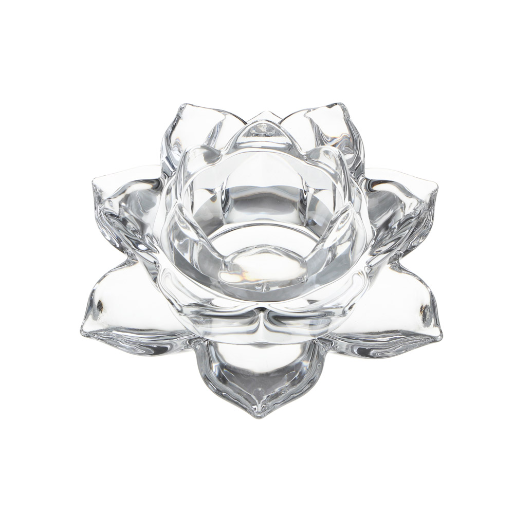 Подсвечник тм LADECOR "Цветок лотоса" стеклянный, 12,5x12,5x5 см, арт.№ 477-260