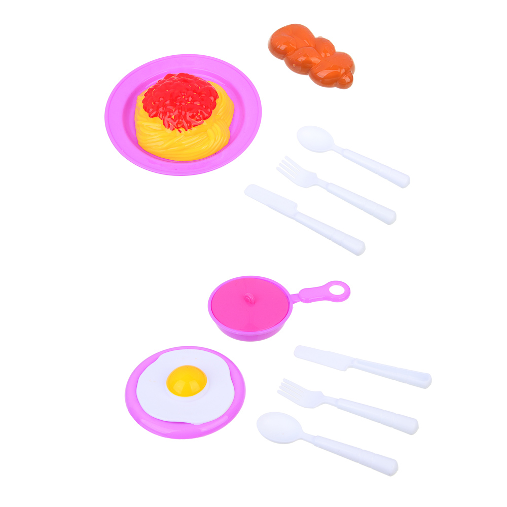 ИГРОЛЕНД Набор игровой, посудка с продуктами, кукольный завтрак, PP, ABS, 16х3,5х22 см, арт.№ 294-206