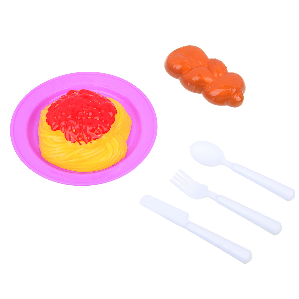 ИГРОЛЕНД Набор игровой, посудка с продуктами, кукольный завтрак, PP, ABS, 16х3,5х22 см, арт.№ 294-206