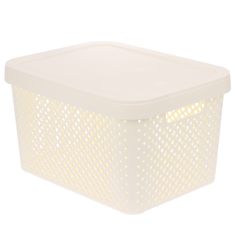 Корзина для хранения с крышкой Plast Team STOCKHOLM, 15 л молочный туман, арт.№ 457-840