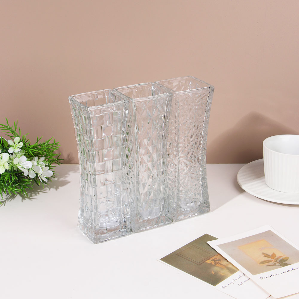 Ваза стеклянная, 5,5х6x18 см, 3 дизайна, арт.№ 502-218