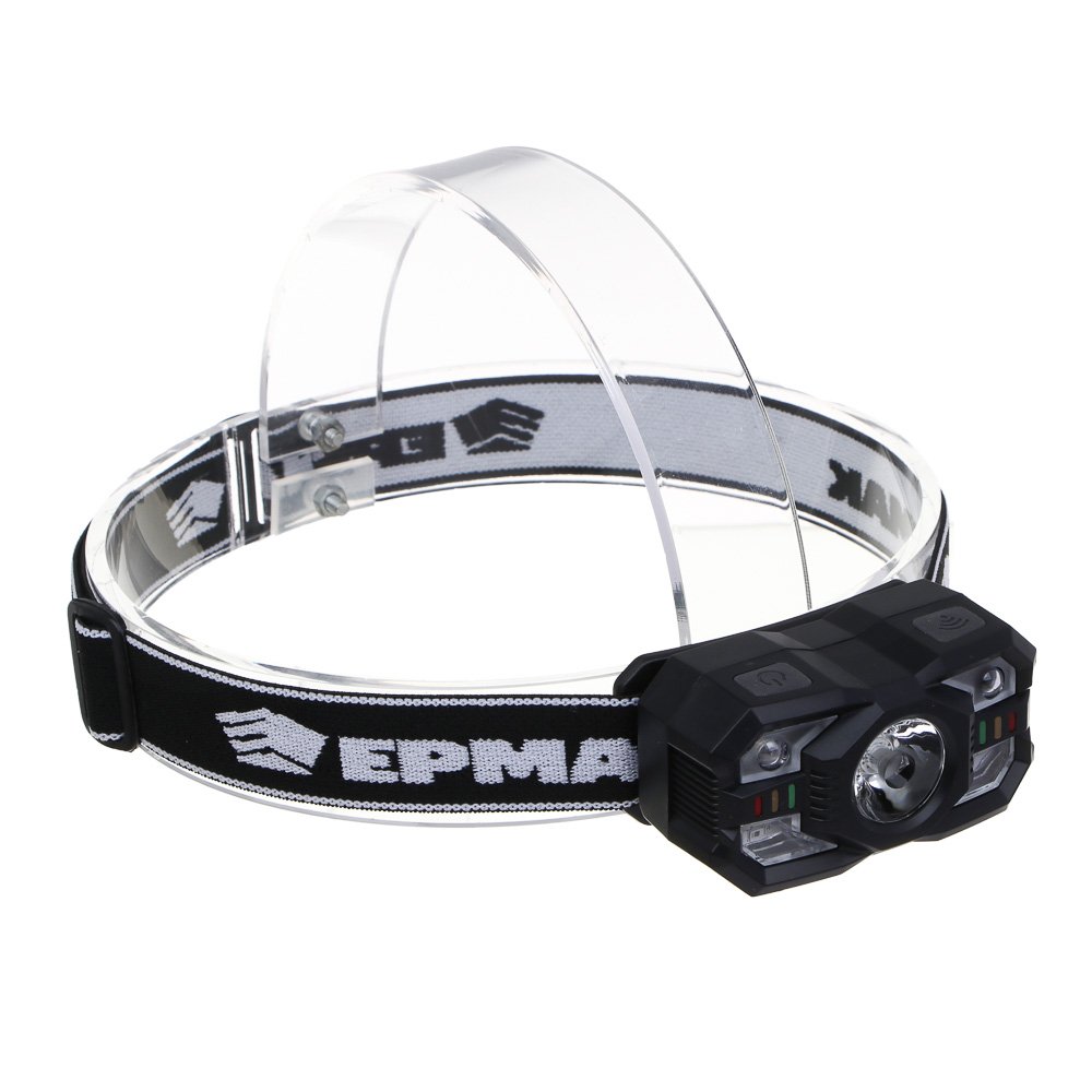 Фонарь налобный тм ЕРМАК,XТЕ+SMD,5 режимов,1200мАч,Type-C,сенсорный,пластик,75х40х37 мм,красный свет, арт.№ 209-020