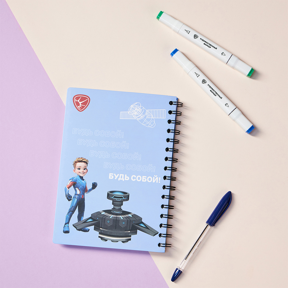 BY Русские Супергерои Зап.книжка А5, 96л., тв.обл., спираль, окно, вращ.элемент, "Пересвет джуниор", арт.№ 557-085