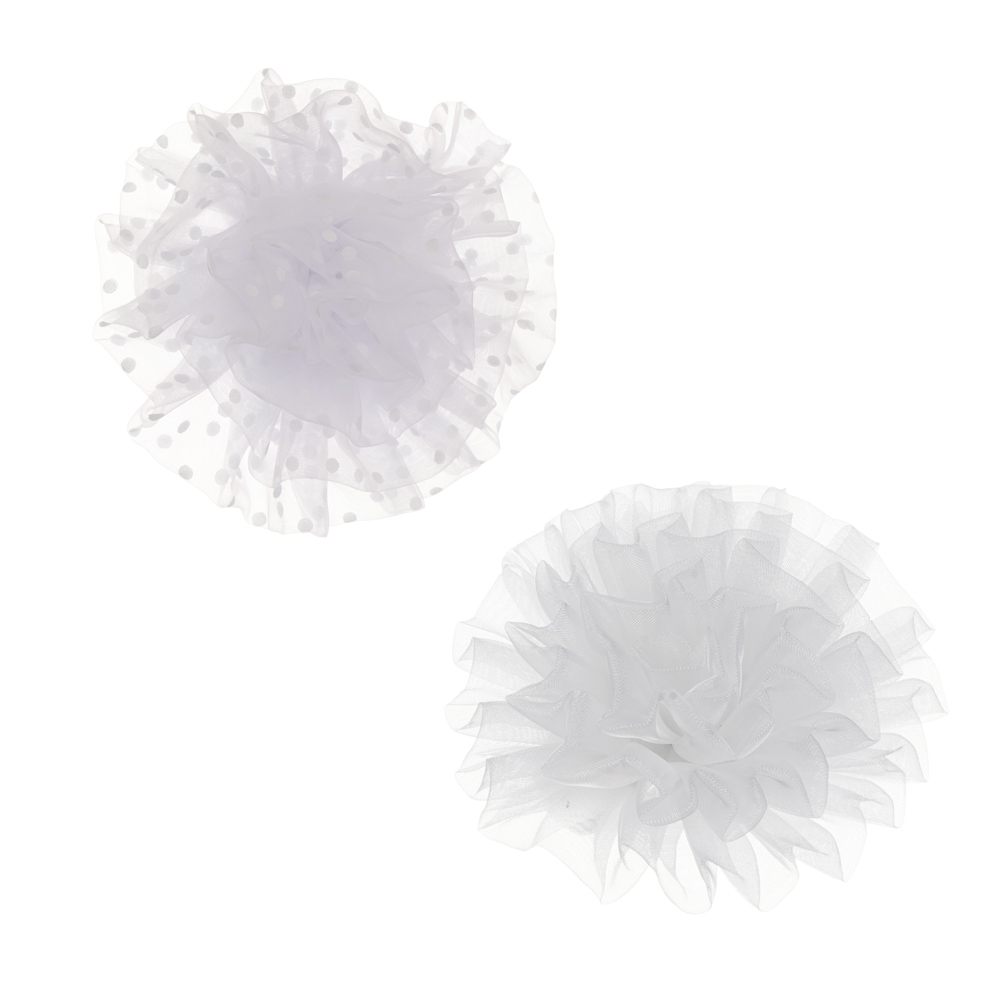 Бант круглый ЮНИLOOK 11 см, 2 дизайна, белый, текстиль, арт.№ 322-326