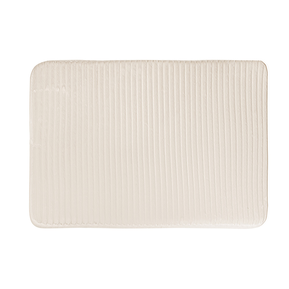 Коврик для ванной комнаты тм VETTA Talli, ворсовый полосатый флис 220г/м², 80х50см, молочный, арт.№ 462-823