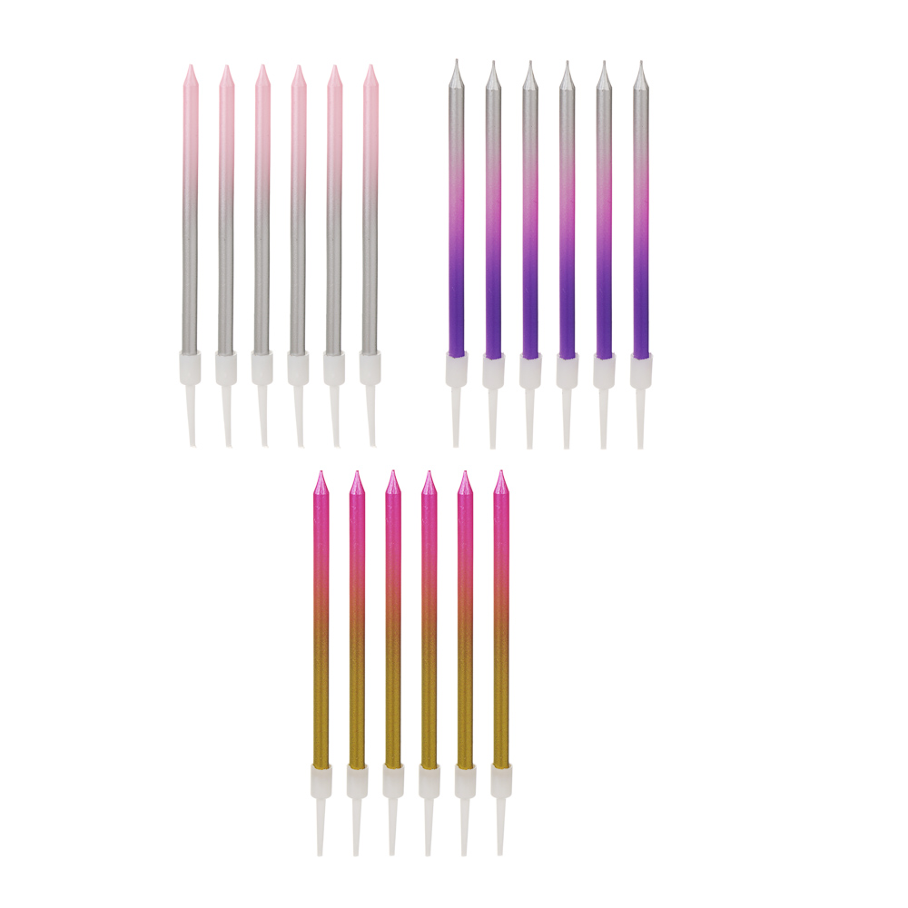 Набор свечей для торта тм Fntastic, 12 см, 6 шт, парафин, 3 вида, арт.№ 506-271