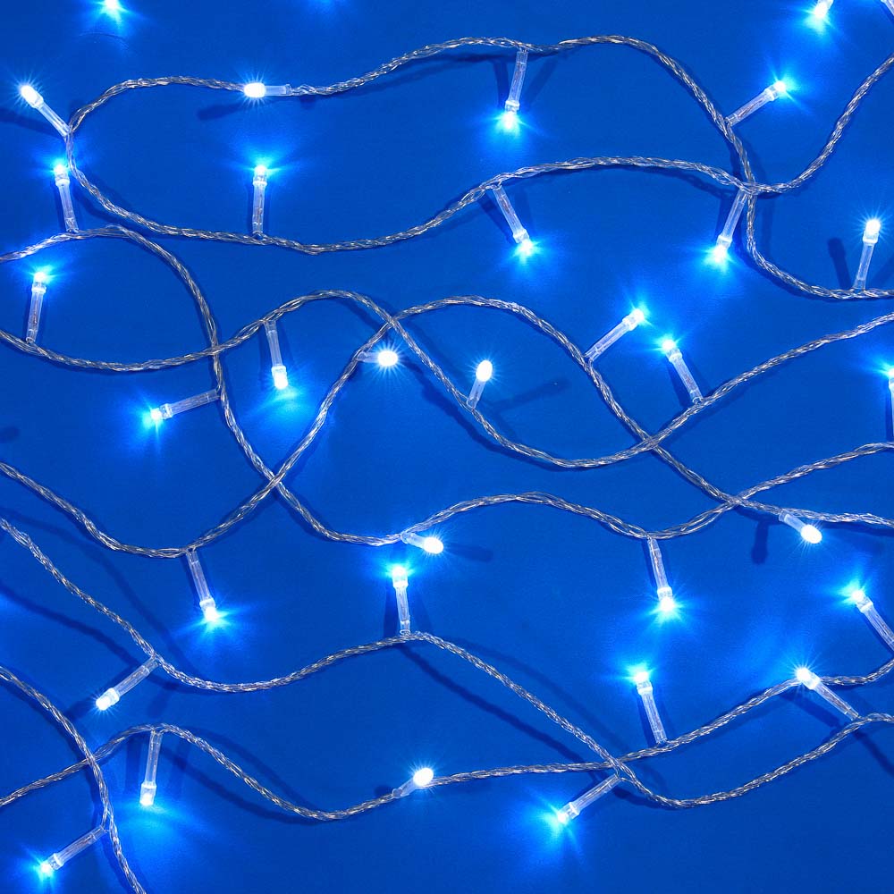 Гирлянда вьюн 9 м СНОУ БУМ, 100 LED ламп, постоянное белое свечение, ПВХ прозрачный, 220В, арт.№ 384-025
