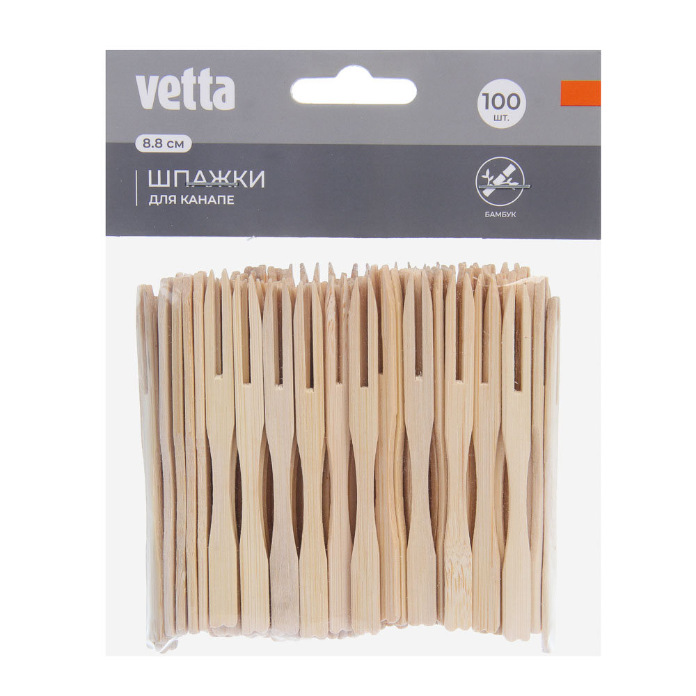 Шпажки для канапе тм VETTA, 8,8 см, бамбук, 100 шт, арт.№ 437-296