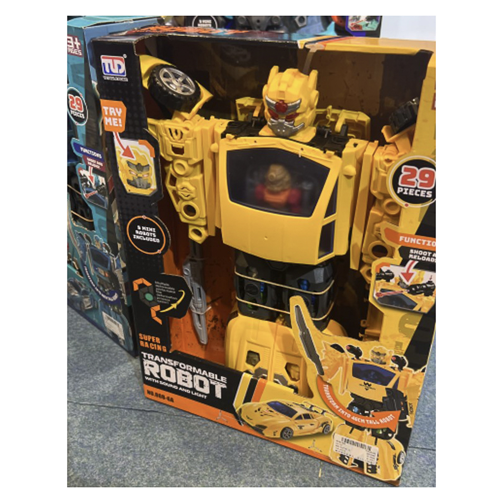 Робот трансформирующийся, свет, звук, 5 мини роботов, от батареек, пластик, тм ИГРОЛЕНД, арт.№ 296-154