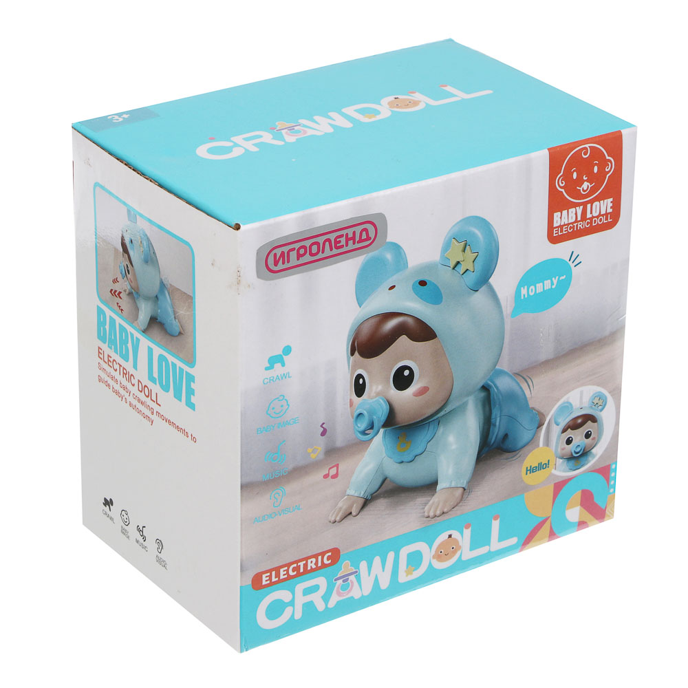 ИГРОЛЕНД Игрушка интерактивная ползунок "Малыш", звук, ABS, 2хААА, 13х9х12,5 см, арт.№ 267-864