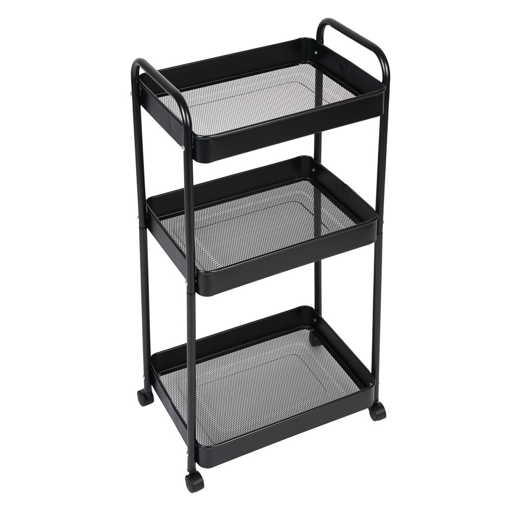 Этажерка тм VETTA, 3 секции, на колесиках 42,7х30х78см, сталь, пластик, цвет черный, белый, арт.№ 465-276