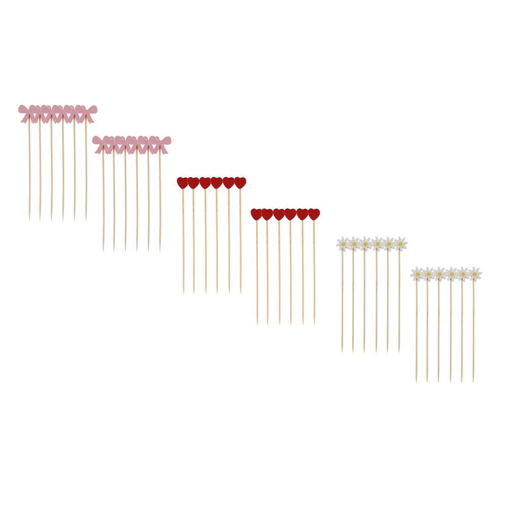 Набор шпажек "Цветы" тм Fntastic, 12 шт, дерево, 3 вида, арт.№ 349-618