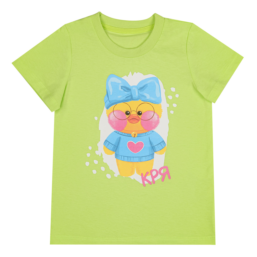 Футболка "ДЕТИ" Кря, хлопок, размер 98, цвет салатовый, арт.№ 830-763