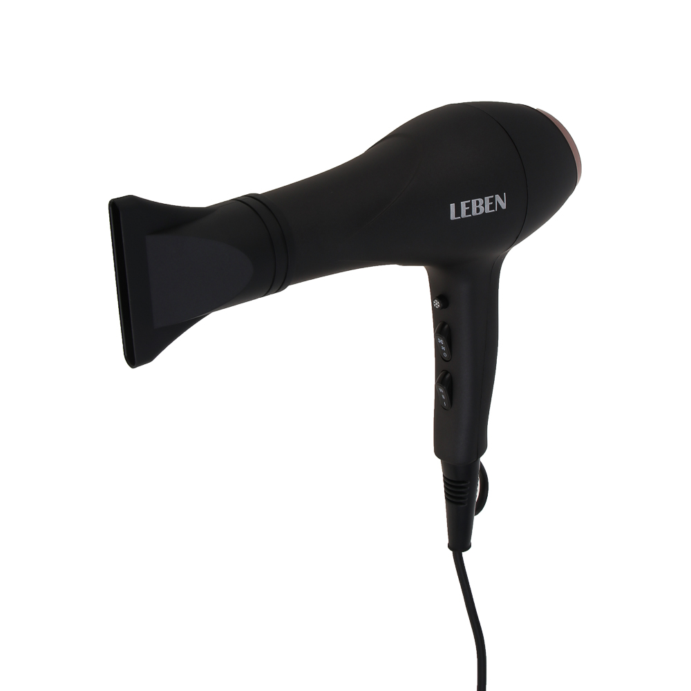 LEBEN Фен для волос, AC мотор, 2400 Вт, ионизация, шнур 200см, 2 скорости, 3 темп.реж., концентратор, арт.№ 259-233
