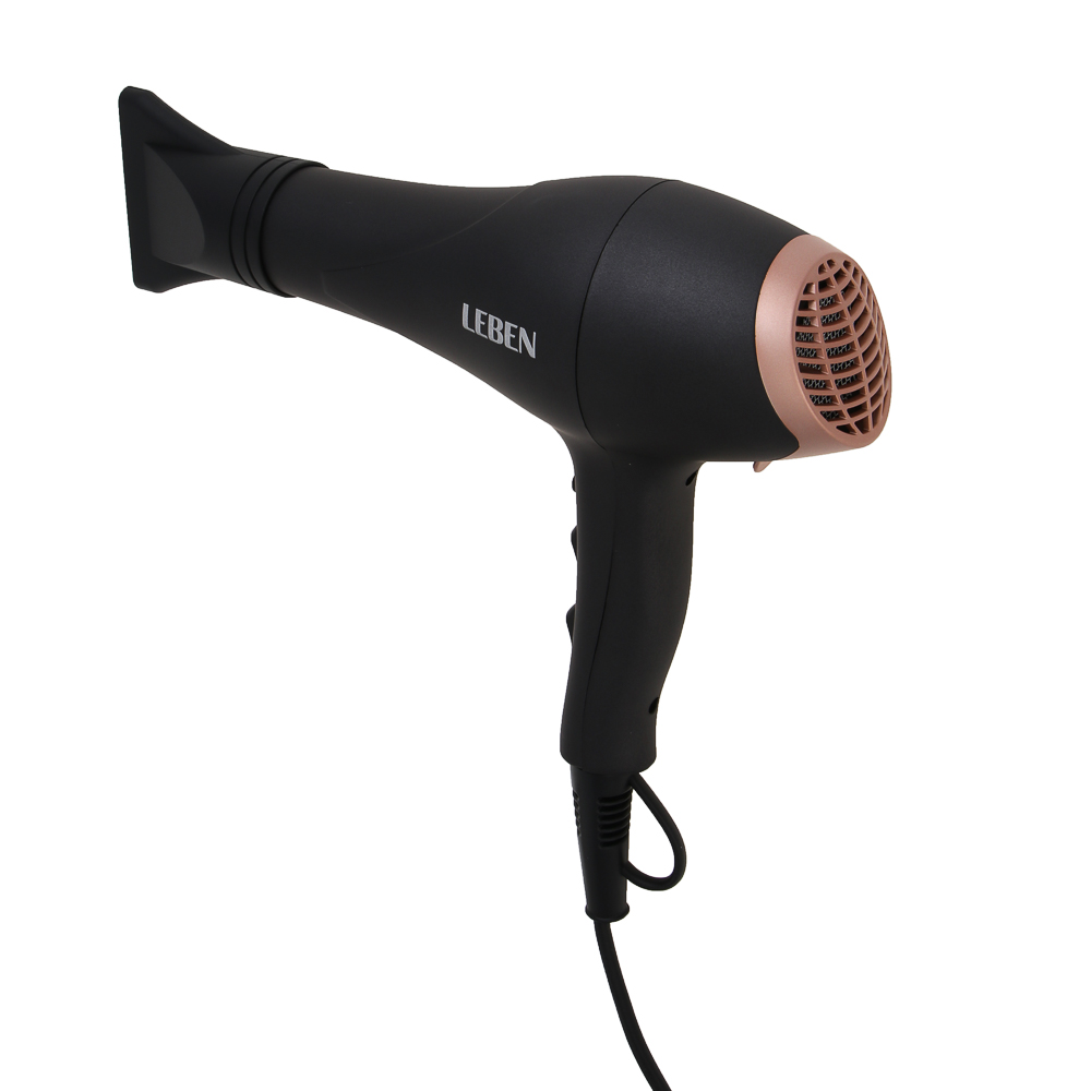 LEBEN Фен для волос, AC мотор, 2400 Вт, ионизация, шнур 200см, 2 скорости, 3 темп.реж., концентратор, арт.№ 259-233