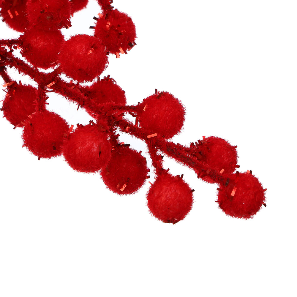 СНОУ БУМ Ветка с ягодами 60 см, металл, пластик, 2 цвета, белый, красный, арт.№ 353-503