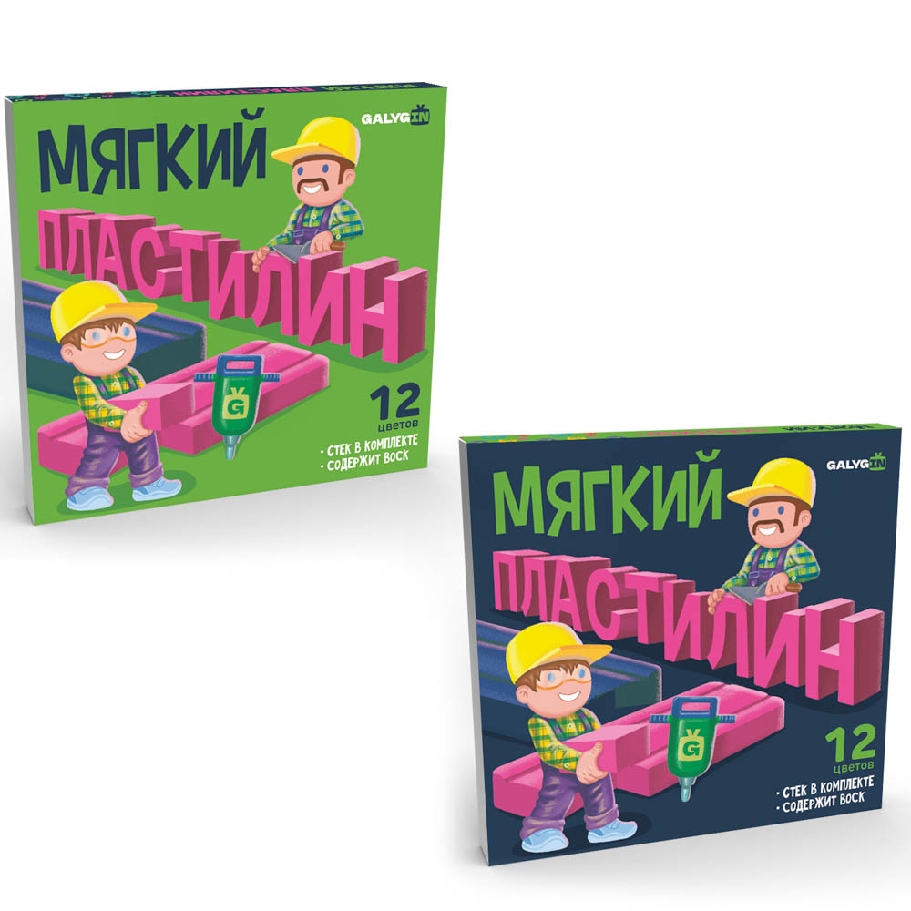 GALYGIN Пластилин мягкий, 12цв. 240г "Альфа", со стеком, в картонной коробке с выб.лаком, ПРЕМИУМ, арт.№ 239-058