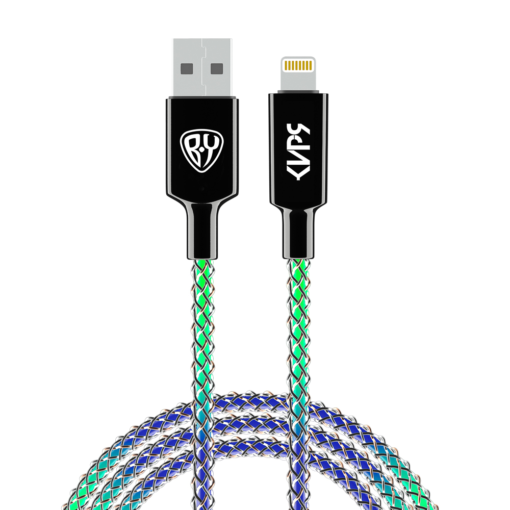 BY Киря Кабель для зарядки MAGIC LIGHT iP, 1м, Быстрая зарядка 2.4А, 12W, подсветка, арт.№ 931-518