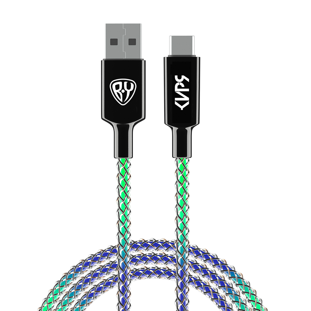 BY Киря Кабель для зарядки MAGIC LIGHT Type-C, 1м, Быстрая зарядка 3А, QC, PD 36W, подсветка, арт.№ 931-519