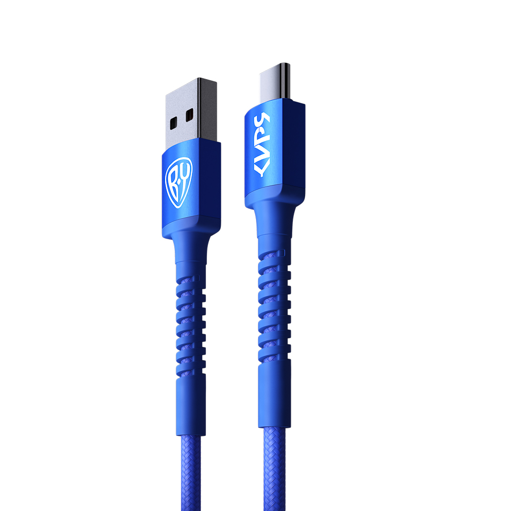 BY Киря Кабель для зарядки XXL Type-C, 2м, Быстрая зарядка 3А, QC, PD 36W, тканевый, синий, арт.№ 931-522