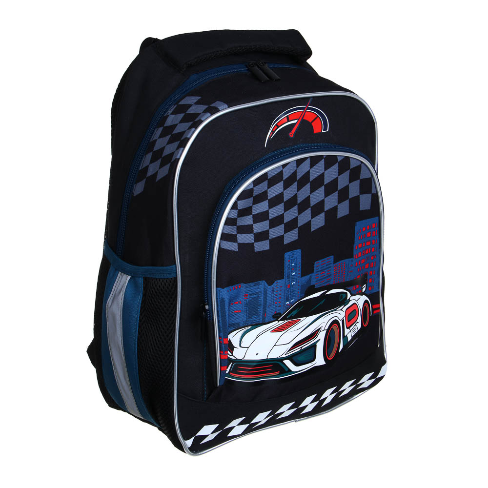 FLOMIK Рюкзак школьный 39х30х22см, "Рэйсинг Тим", 1 отд., 1 передн., 2 бок.карм., эрг.спин, упл.лям., арт.№ 524-239