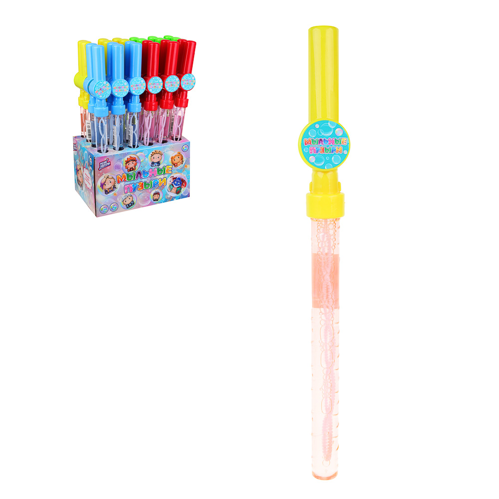 BY Мыльные пузыри с ручкой "Русские Супергерои" 110мл, ABS, PVC, мыльный р-р, 48х7х7см, 4 цвета, арт.№ 460-043