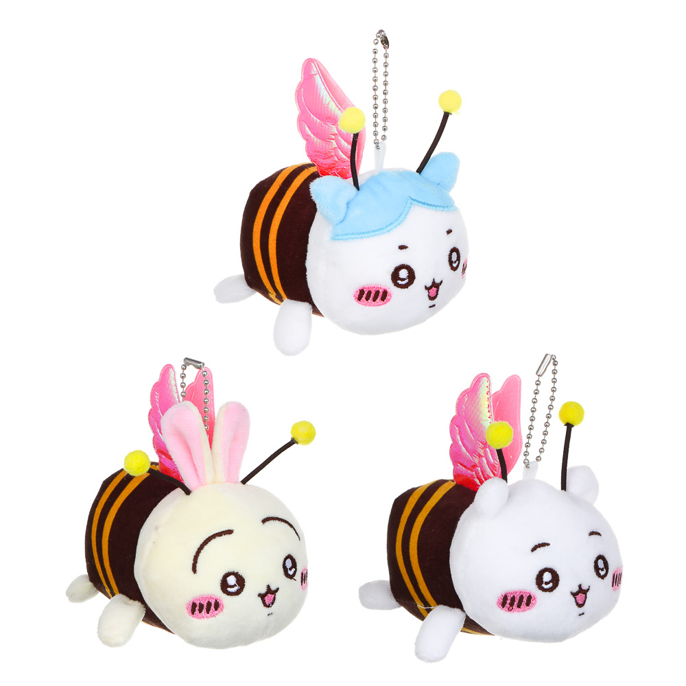 ИГРОЛЕНД Брелок мягкий "Пчёлка" с подвесом, 12 см, полиэстер, 3 вида, арт.№ 264-465