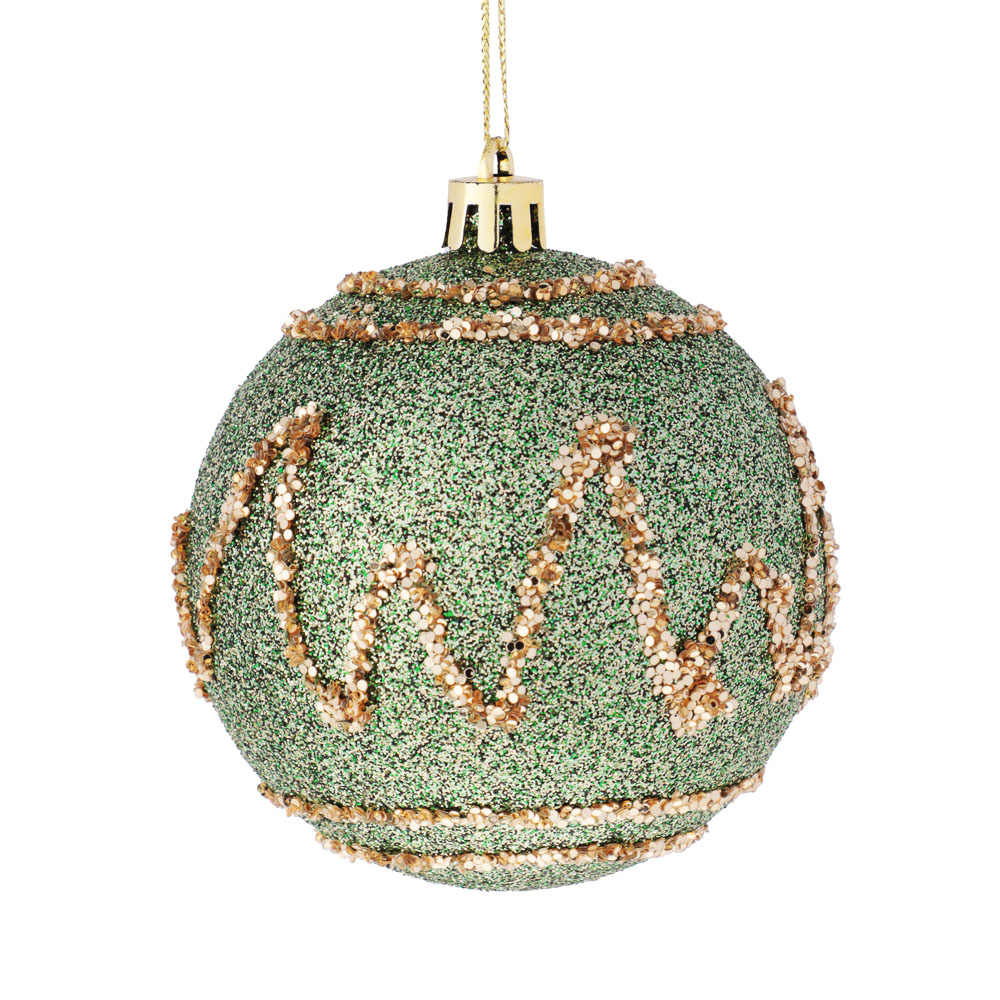 СНОУ БУМ Шар пластик 8 см, зеленый, с рисунком, арт.№ 373-626