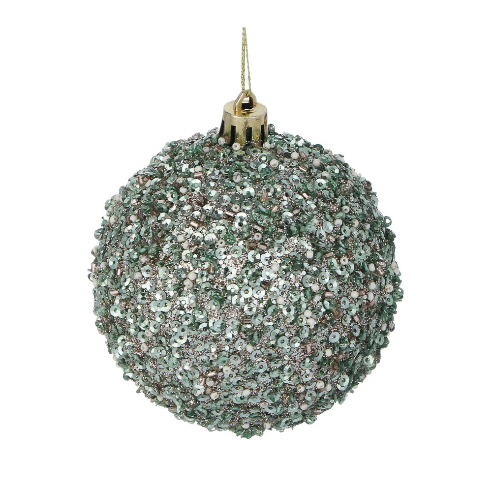СНОУ БУМ Шар пластик 8 см, зеленый, в обсыпке, арт.№ 373-629