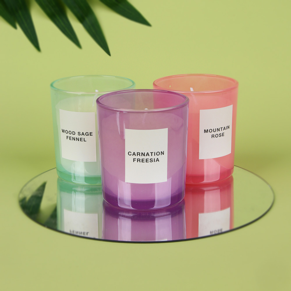 LADECOR Свеча ароматическая в стеклянном корпусе, 130 г, 7х7х8 см, 3 аромата, арт.№ 508-002