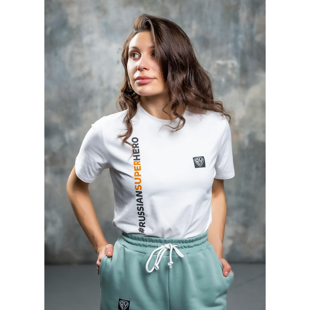 BY Футболка женская с принтом, хлопок, размеры XS-XL, цвет белый, арт.№ 830-609