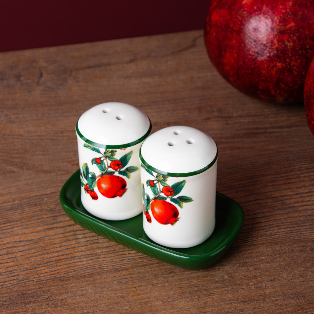 MILLIMI Гранат Набор для соли и перца на подставке, 11х6,5х7см, керамика, арт.№ 824-138