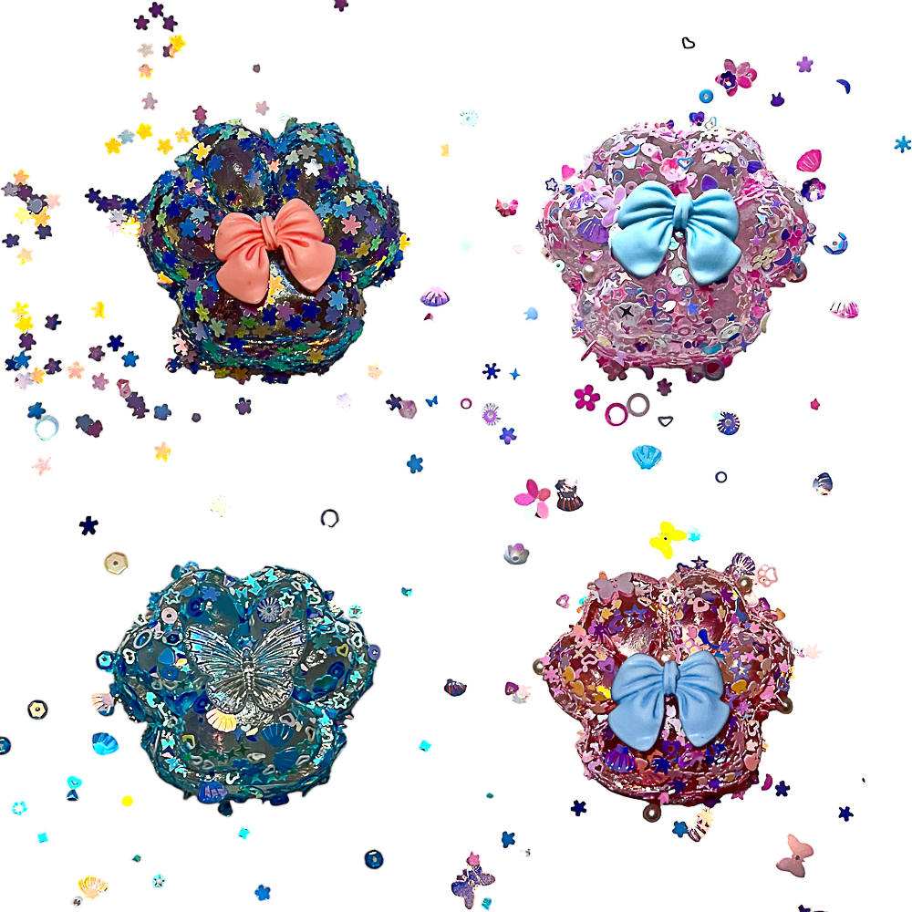 Набор лизунов «Сквиш Лапка», 8см, TPR, синяя с блестками, 15х10см, микс дизайнов, арт.№ 297-157