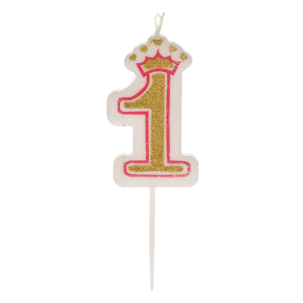 Свеча для торта тм Fntastic 5,6 см, в форме цифр (1), парафин, арт.№ 506-274