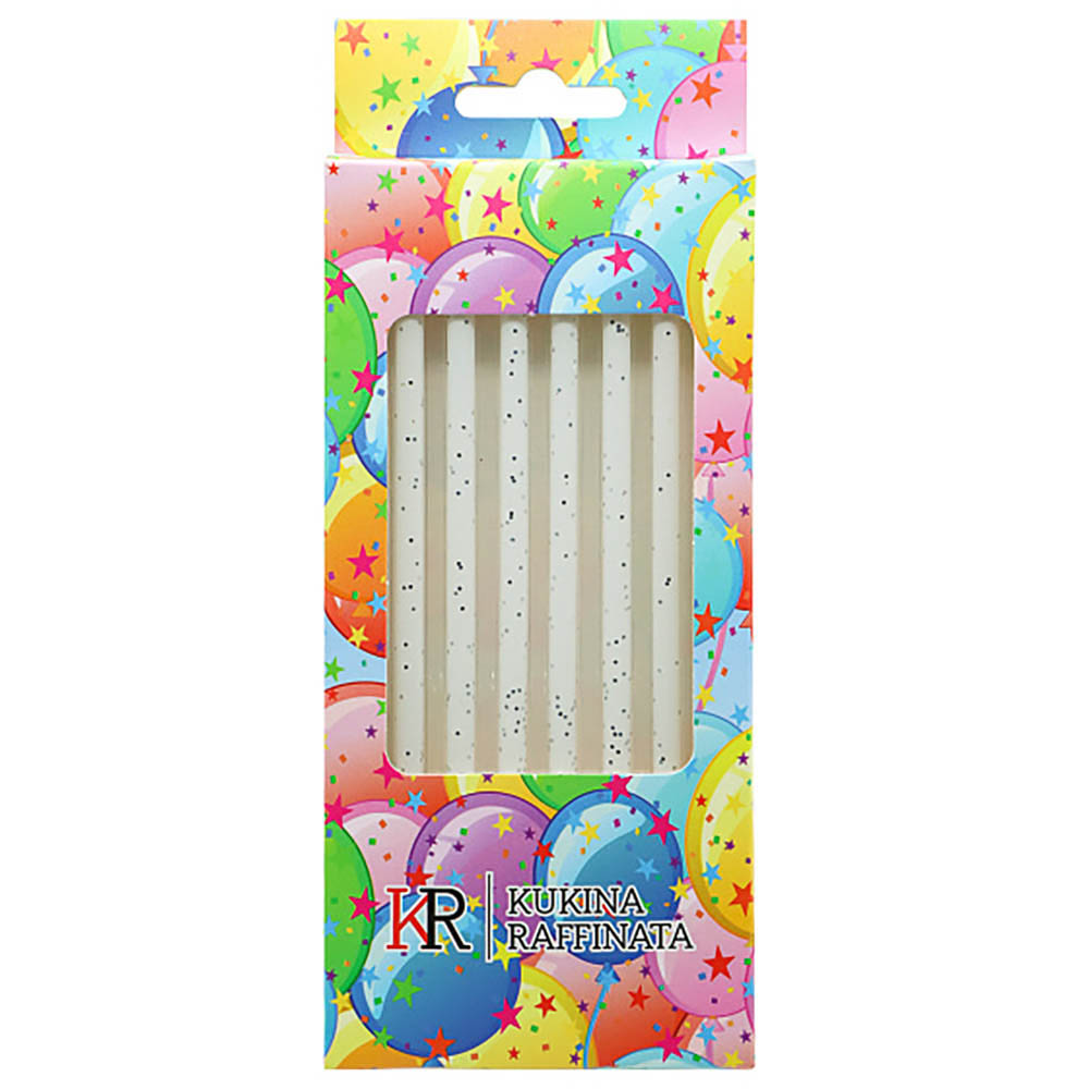 Свечи в торт с подставками 10,5 см "Белый блеск", набор 6шт, арт.№ 506-301