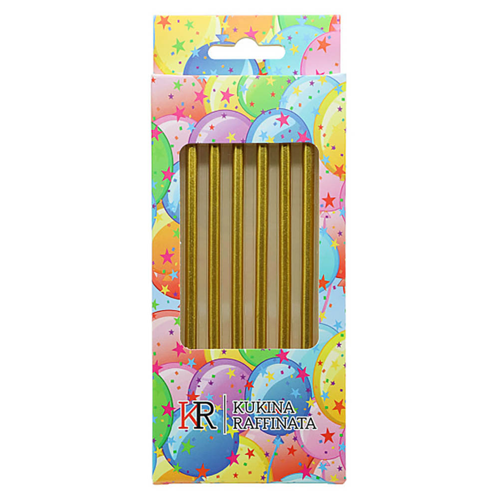 Свечи в торт с подставками 10,5 см "Металлик", набор 6шт, золото, арт.№ 506-302