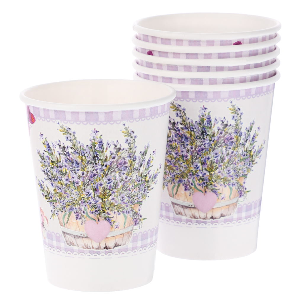 Набор бумажных стаканов Лаванда - 2, 6шт*250 мл, арт.№ 530-375