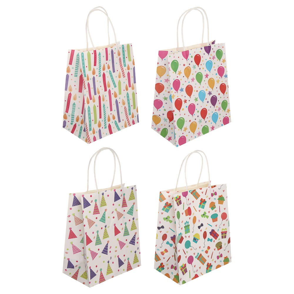 Пакет подарочный тм Fntastic, крафт, 120г, 18x23x10см, бумага, 4 дизайна, арт.№ 507-405