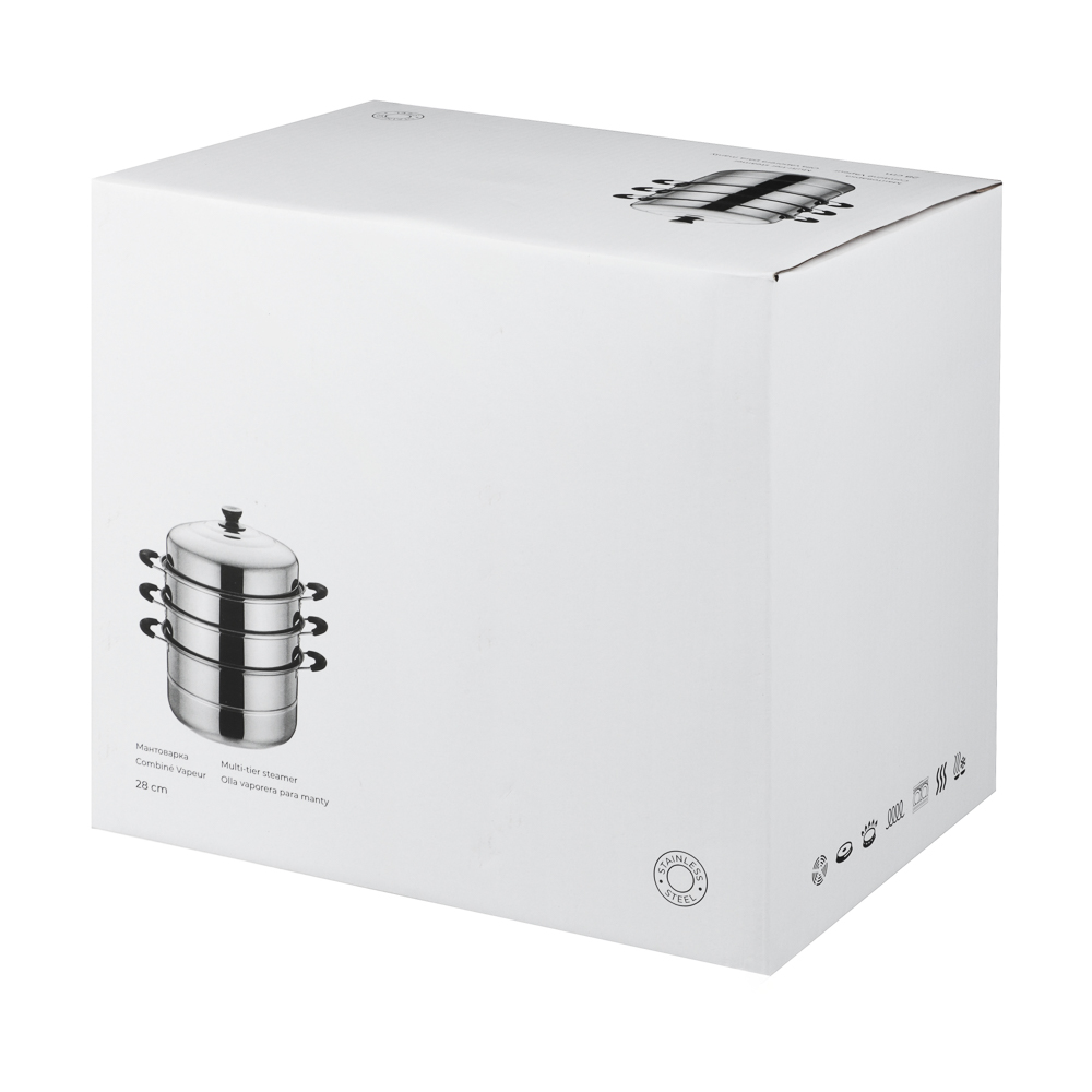 Мантоварка, 28см, нержавеющая сталь, 3 яруса, арт.№ 822-107