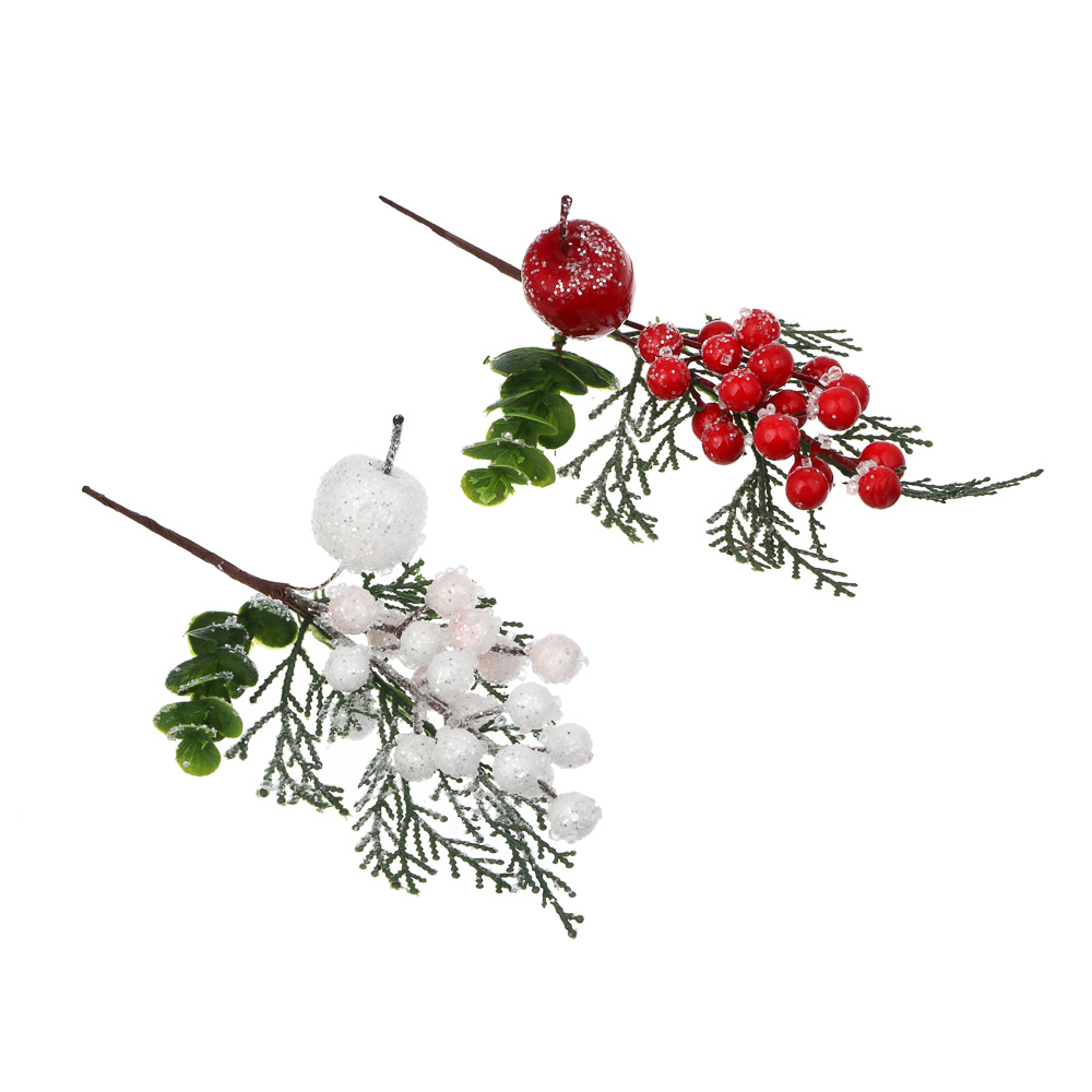 СНОУ БУМ Ветка с ягодами 29 см, металл, пластик, 2 дизайна, арт.№ 353-509