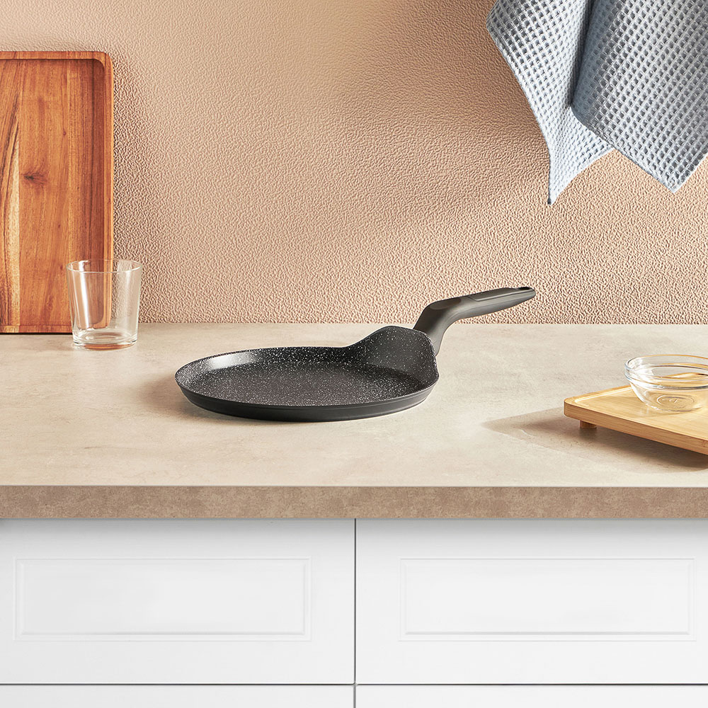 SATOSHI Стоун Сковорода литая блинная d24см, антипригарное покрытие Мрамор, индукция, арт.№ 846-446