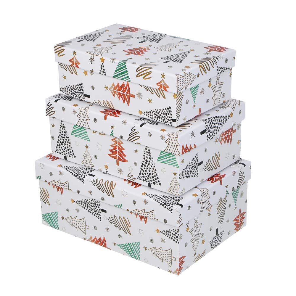 Набор подарочных коробок тм СНОУ БУМ, 3 размера 23x16x9,5см, 21x14x8см, 19x12x6,5см, картон, 3 диз., арт.№ 207-258