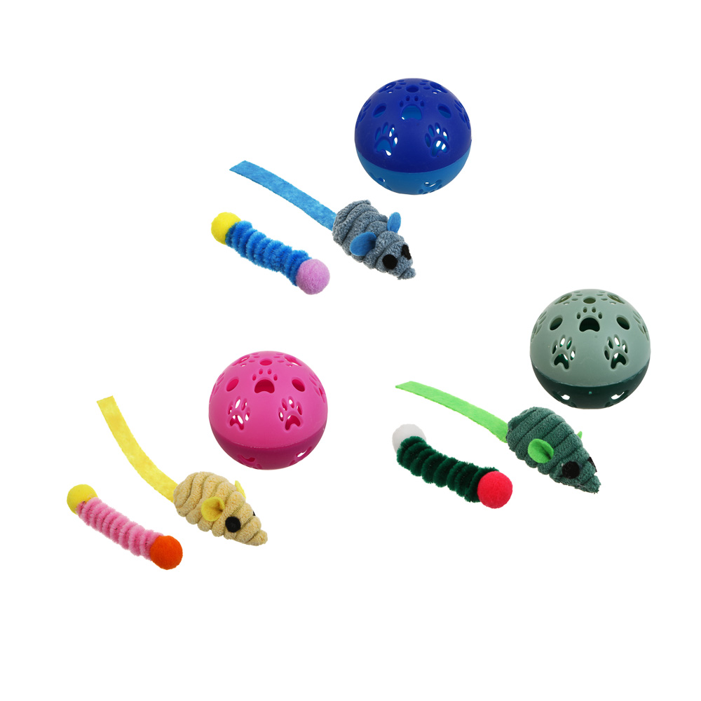 Набор игрушек для кошек тм VETTA (мышь, пружинка, шарик), 3шт, арт.№ 273-554