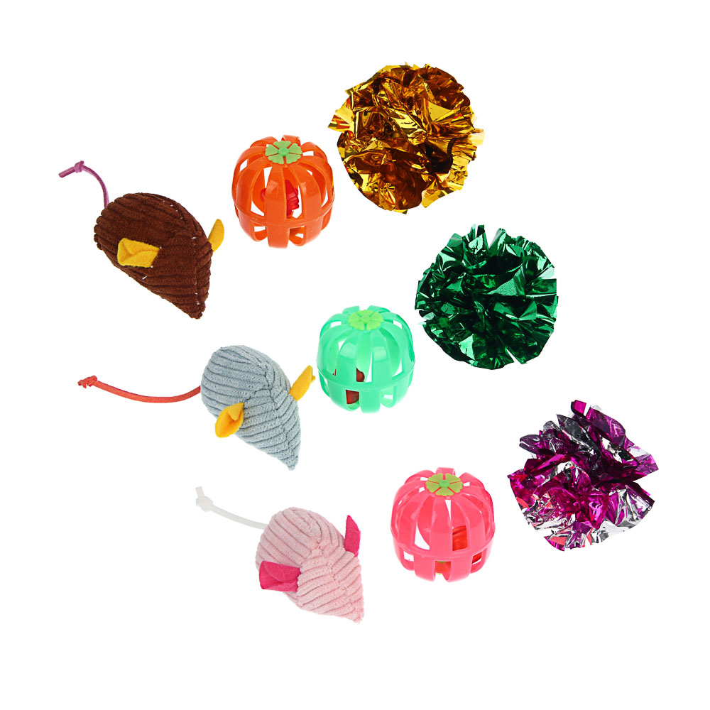 Набор игрушек для кошек тм VETTA (мышь, бочонок, шуршалка) 3шт, арт.№ 273-555