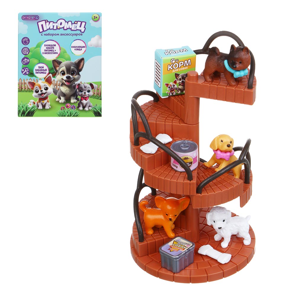 ИГРОЛЕНД Питомец с набором аксессуаров, ABS, 9х5х12 см, 4 дизайна, арт.№ 294-212