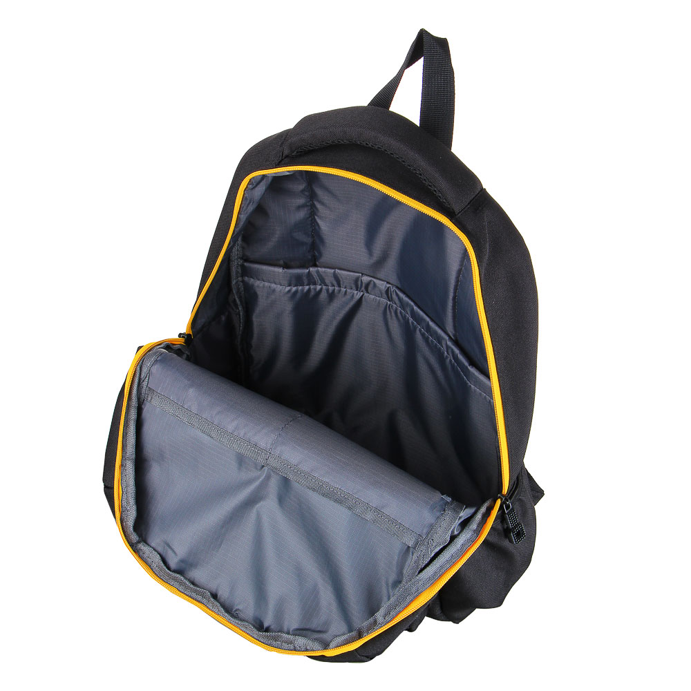 Рюкзак подростковый 40x30x14,5см, 1 отд., 4 карм., аппликации в форме лица, ножки, ПЭ, черный/желтый, арт.№ 254-560