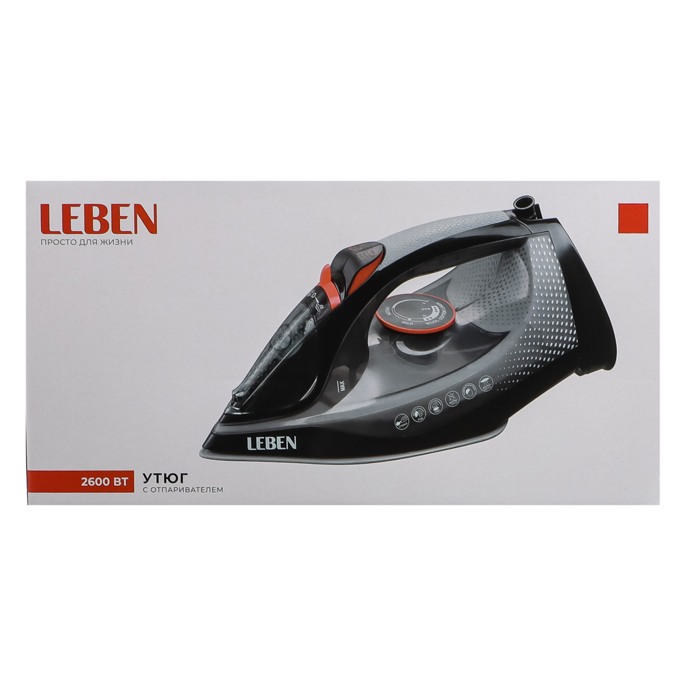 LEBEN Утюг 2600ВТ керам, антинакипь антикапля шнур 2,2м, арт.№ 249-058