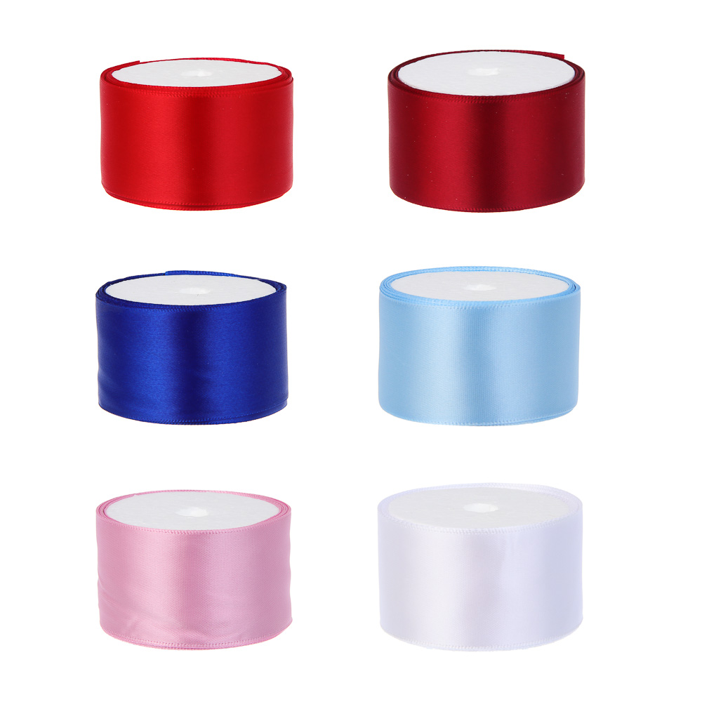 Лента для подарков атласная, 4 см x 2,7 м, полиэстер, 6 цветов, арт.№ 505-161